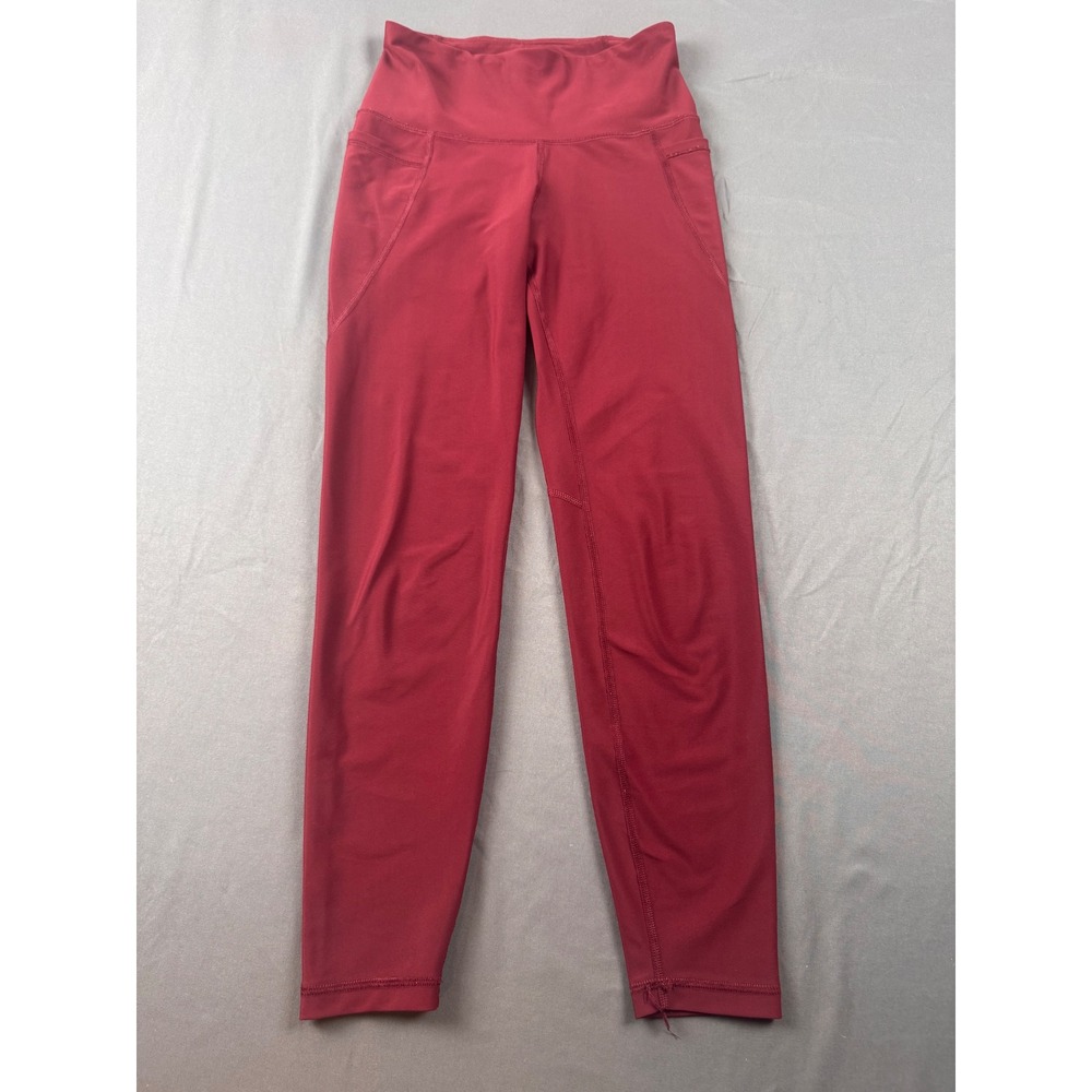 Old Navy‎ Active Elevate Go-Dry Leggings Womens Small Maroon High Waist Pockets
